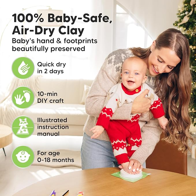 Baby Hand and Footprint Kit Girls, Boys - Personalized Baby Footprint Ornament Kit, Newborn Keepsake Gifts for New Mom, Easy to Use Handprint Makers,Cute Shower Gifts(Multi-Colored Paint)