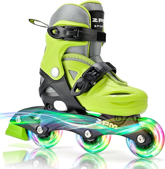2PM SPORTS Inline Skates with Light Up Wheels, Roller Skates Blades for Boys Girls Kids Ages 5-8 8-12 4-6 6-12, Size Adjustable Beginner Blades Roller Skates