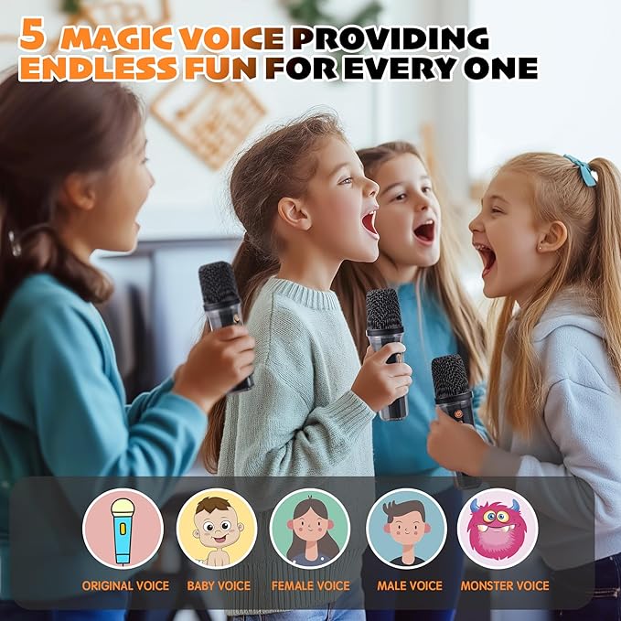 Karaoke Machine for Kids & Adults, Portable Bluetooth Mini Karaoke Speaker with 2 Wireless Microphone and Lights, Birthday Gifts for Girls & Boys, Toys for Girls, Family Home Party (Black)