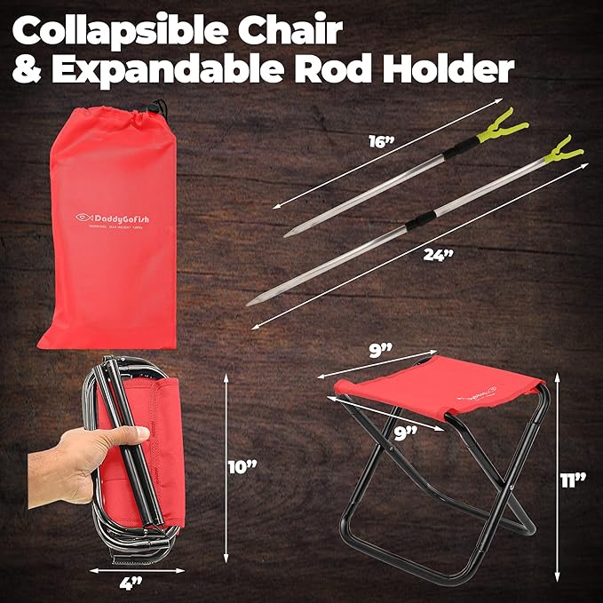 DaddyGoFish Kids Fishing Pole - Rod Reel Combo Tackle Box Starter Set - First Year Small Gear Kit for Boys Girls Toddler Youth Age Beginner Little Children