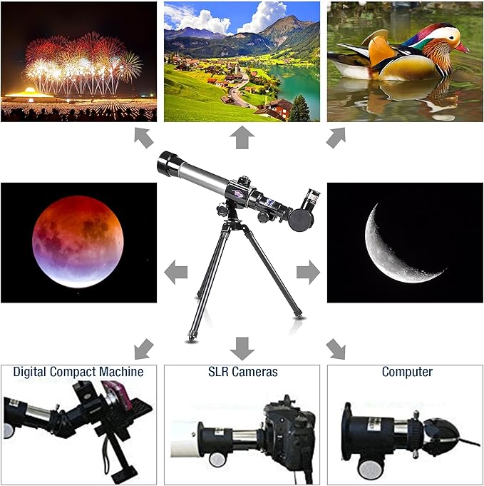ArtCreativity Telescope for Starters - Includes Tripod Stand and 20x, 30x, 40x Eyepieces - Expensive Birthday Gifts for Kids Ages 3+