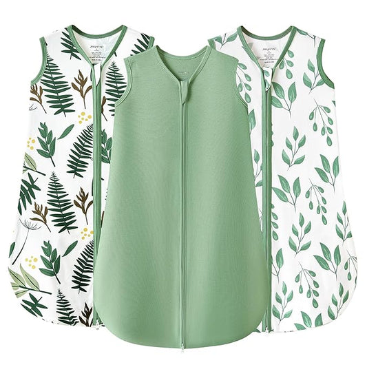 JELLYMONI Baby Sleep Sack 12-18 Months 100% Cotton Wearable Blanket, 0.5 TOG Soft Lightweight Toddler Sleeping Sack 3 Pack 2-Way Zipper Newborn Sleep Sacks