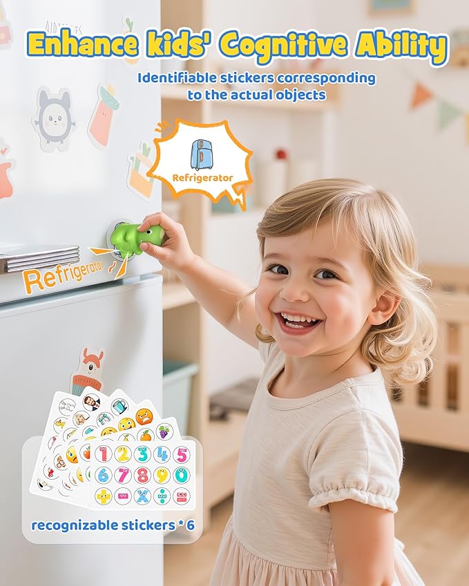 Dinosaur Talking Pen with Phonics Cards, Montessori Toys for Toddlers, Autism Sensory Interactive Toys, Educational Birthday ABC 123 Learning Set, 73PCS Flash Cards & 6 Stickers