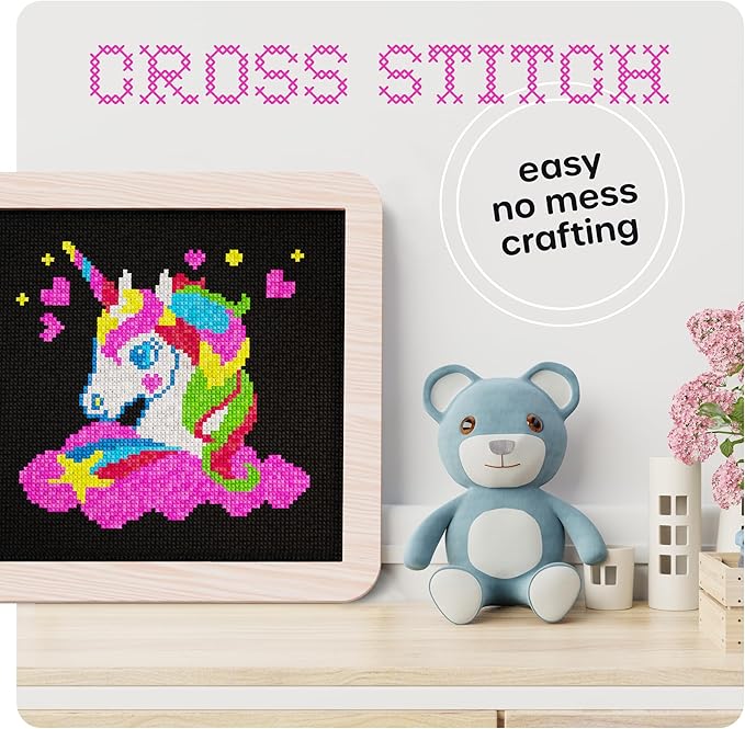 Dan&Darci Unicorn Cross Stitch Kit for Kids - Fun Crafts for Girls 8-12 - 9 Year Old Girl Birthday Gifts - Embroidery Kits for Beginners - Craft for Ages 8-12, 10-12 - Gift for 8-12 Year Old