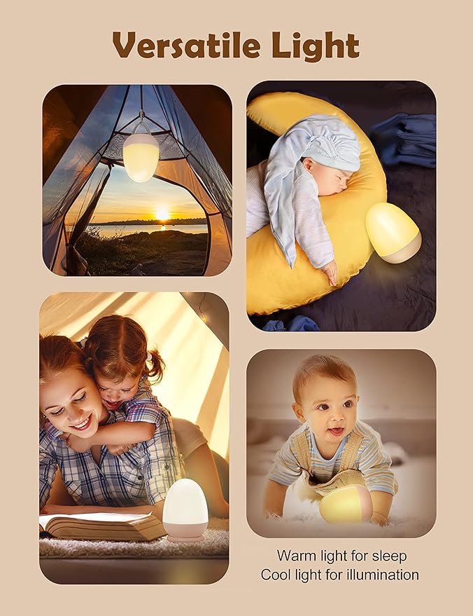 JolyWell Night Lights for Kids with Stable Charging Pad, Touch Control&Timer Setting, ABS+PC Baby Egg Lamp for Breastfeeding，Pink