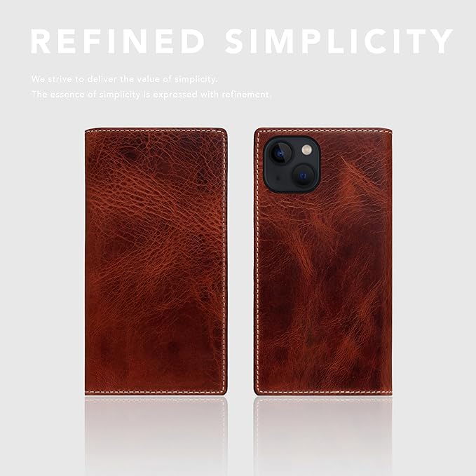 D7 Italian Wax Leather Wallet Case for iPhone 15 - [2-in-1] Handcrafted Detachable Diary Style with Magnetic MagSafe Back Cover, Gift Box Included (Brown)