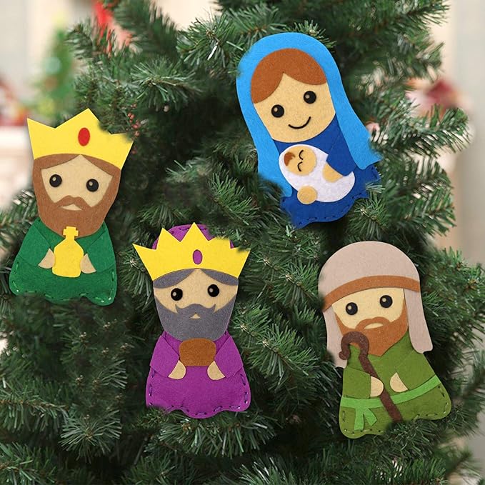 CiyvoLyeen Nativity Scene Craft Kit Christmas Ornaments DIY Kids Craft and Sew Kits for Girls and Boys Educational Beginners Sewing Set