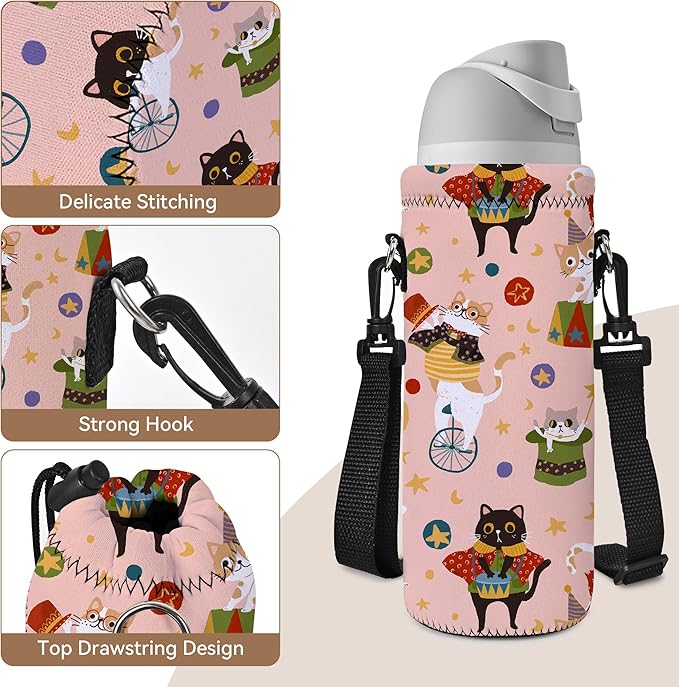 AUPET Water Bottle Sling Bag Carrier Crossbody Sleeve,Insulated Neoprene Bottle Case Holder Pouch Cover 500ML/17oz with Shoulder Strap for Walking Women Men