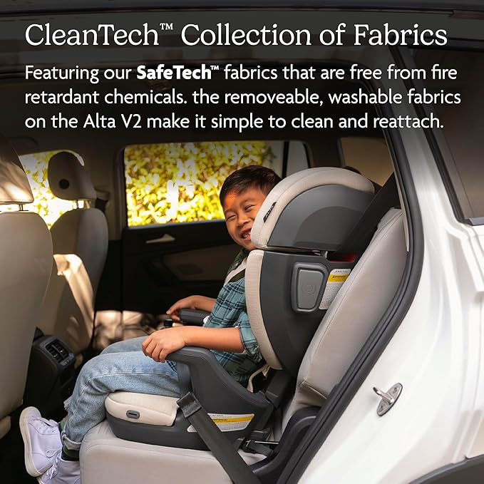 UPPAbaby Alta V2 High Back Booster Seat/Seven-Position, Active Support Headrest for Growing Children/SecureFit Integrated Belt Guide + Positioner/Cup Holder Included/Iris (Grey Mélange/Lavender)