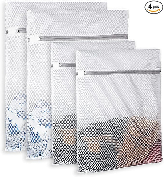 Extra Large Honeycomb Mesh Laundry Bag125gsm Net Fabric Durable and Reusable Delicate Wash Bag,Travel Organization Bag for Lingerie,Clothes,Jeans,Bath Towel,Sock (Set of 4(2L+2XL))
