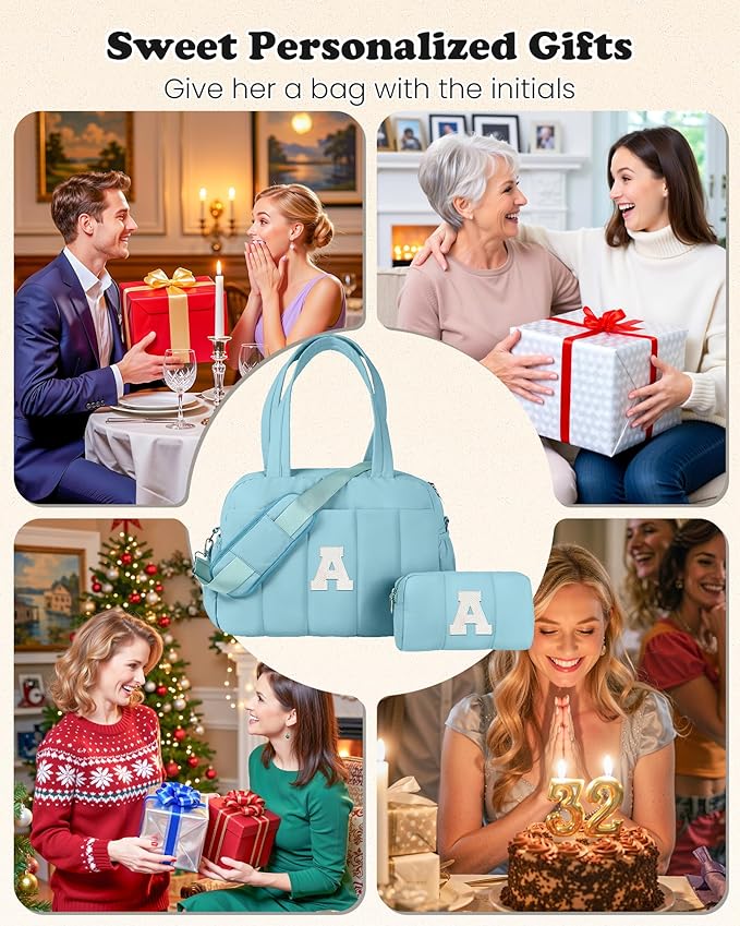 Gifts for Women-Duffle Bag, Weekender Bags for Girl，Initial Overnight Bag with Wet Pocket，Lightweight Dance Bags Personalized Gymnastics bag with Makeup Pouch