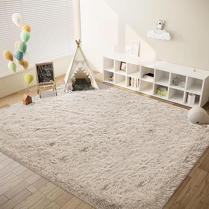 6x9 Area Rug for Living Room: Fluffy Shag Soft Washable Rugs Large Fuzzy Plush Indoor Carpet for Bedroom Nursery Playroom Kids Girls Boys Room (Camel, 6'x9')