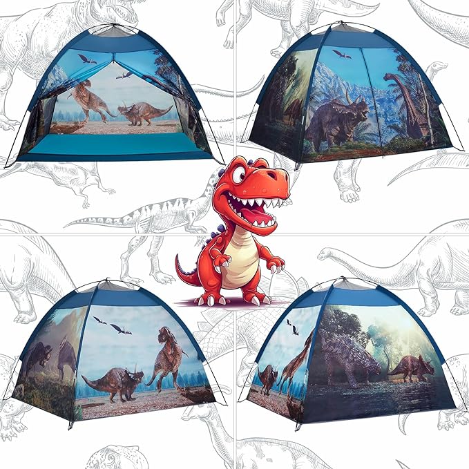 Dinosaur Kids Play Tent-61”x61”x45”Realistic Dinosaur Kids Tent Indoor & Outdoor, Pop Up Play House for Kid, Boys & Girls Age 3-12