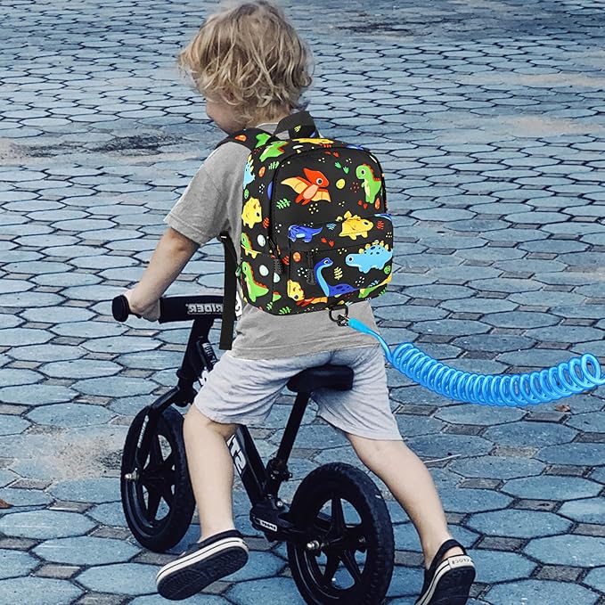 Accmor Toddler Backpack Leash, Cute Kids Backpack with Anti Lost Wrist Link, Mini Child Backpack Leash Baby Walking Harness for Travel, Small Dinosaur Backpack Tether for Boys Ages 1-3
