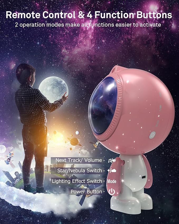AIRIVO Astronaut Galaxy Projector, Star Projector for Bedroom, Robot Galaxy Projector Night Light for Kids, Bluetooth Speaker Ceiling Projector, Room Decor Gifts for Adults, Teens, Christmas