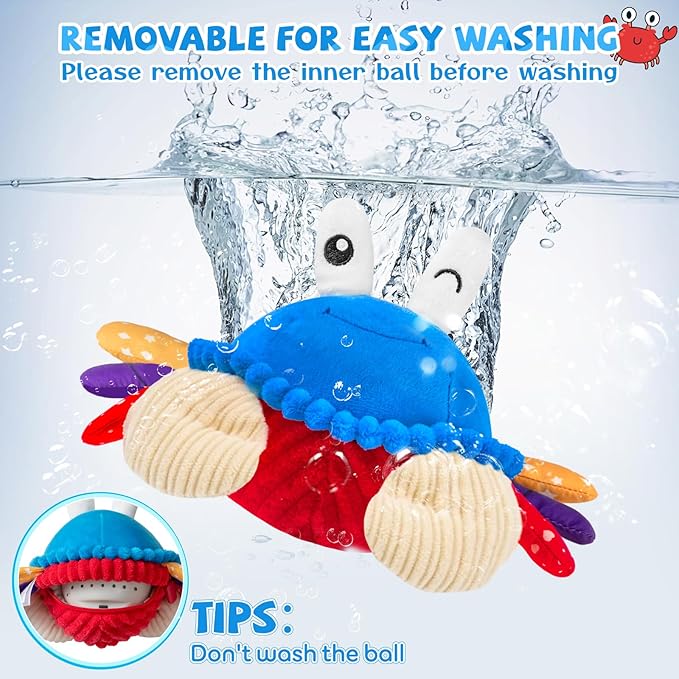 Baby Toys 12-18 Months, Musical Crawling Crab Plush Toy - 40 Songs & Recording Feature, Dancing Walking Moving Bouncing Tummy Time Toy, Sensory Toys for Toddlers 1-3, Birthday Gifts for Infants