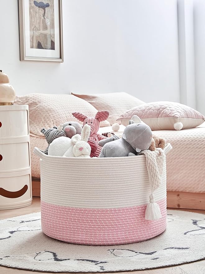 Extra Large Cotton Rope Basket 22" x 14"| Toy Basket
