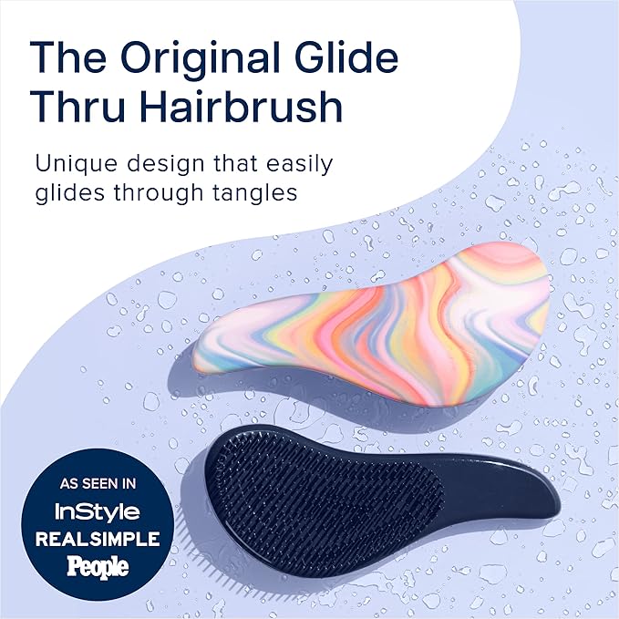 Crave Naturals Glide Thru Hair Brush - Detangler Brush for Curly, Straight, Wet or Dry Hair - Gentle Detangling Brushes for Adults, Kids, Toddlers - Hair Accessories for Women - 7.5x3 Soft Hazy Swirl