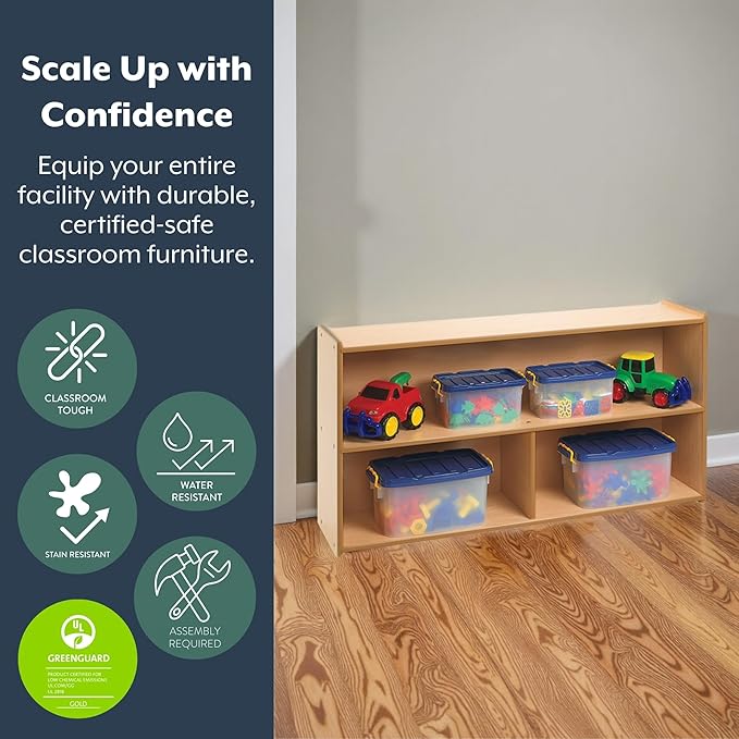 Angeles Value Line Preschool 2-Shelf Storage, Classroom Organization, Cubbies for Daycare, Assembly Required, 48" L x 12" W x 27" H