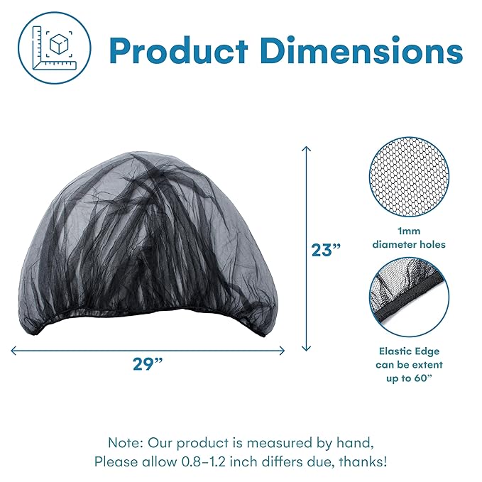 Enovoe Mosquito Net for Stroller - Bug Net for Stroller - Black Breathable Durable Polyester Mesh - Fits Strollers, Bassinets, Cradles, Playards - Pack N Plays Mini Cribs - Machine Washable