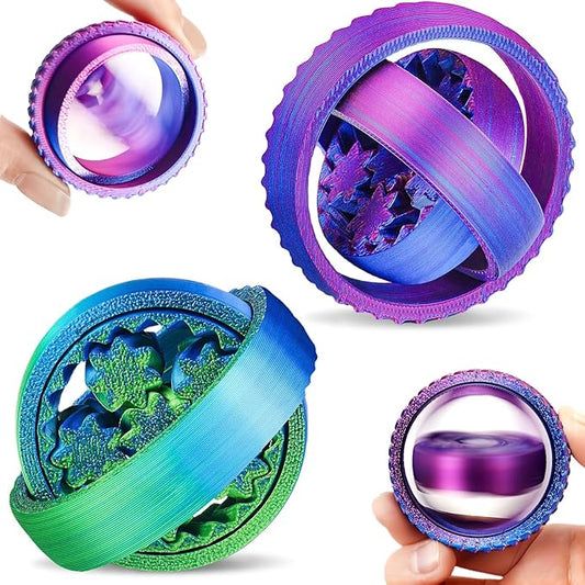 2-Pack 3D Printed Fidget Spinners for Kids & Adults - Stress Relief Toys for ADHD, Anxiety & Sensory Needs | Quiet Office Desk Toy & Party Favors - Birthday Goodie Bag Fillers for Kids