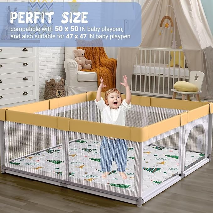 Baby Play Mat 50" X 50" Playpen Mat Thicken One-Piece Baby Crawling Mat Non-Slip Cushioned Baby Floor Play Mat Activity Playmats for Babies and Toddlers Infants Play & Tummy Time (50x50, Tree)