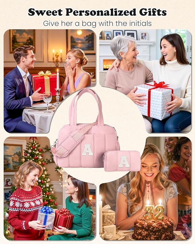 Gifts for Teenagers-Duffle Bag for Travel, Weekender Bags for Women，Initial Overnight Bag with Wet Pocket，Lightweight Travel Bags Personalized Gym Tote with Makeup Pouch