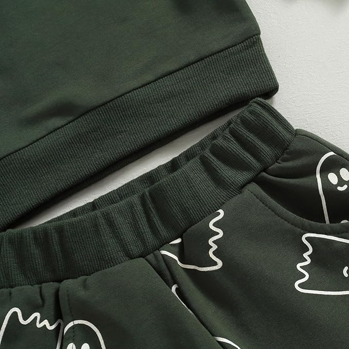 0-4T Toddler Boy Girl Halloween Outfit Fall Clothes Ghost Long Sleeve Sweatshirt Top Pants Baby Halloween Clothes