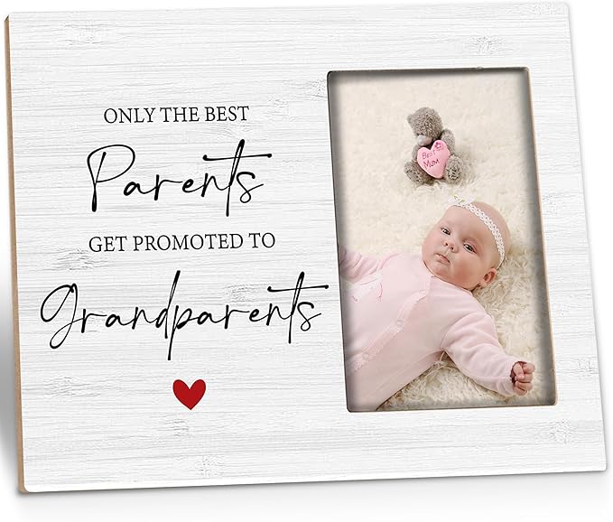 Grandparents Picture Frame Gifts - First Time Grandparents Gifts, Grandparents Baby Announcement Frame, Promoted to Grandparents Wooden Picture Frame for Tabletop or Wall Hanging 4x6 Photo