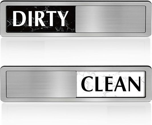 Dishwasher Clean Dirty Sign-Dishwasher Magnet Stainless Steel Clean Dirty Sign for Kitchen Organization Farmhouse Optional Adhesive Stickers