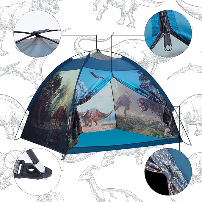 Dinosaur Kids Play Tent-61”x61”x45”Realistic Dinosaur Kids Tent Indoor & Outdoor, Pop Up Play House for Kid, Boys & Girls Age 3-12