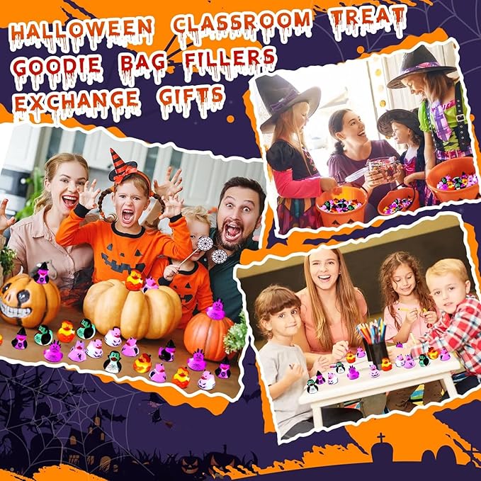 Halloween Rubber Duckies in Bulk Glow in The Dark Rubber Ducks Light up Halloween Mini Duckies Bath Toys for Halloween Party Favor Decor Pool Bathtub Baby Shower Toy Gifts for Kids (24)