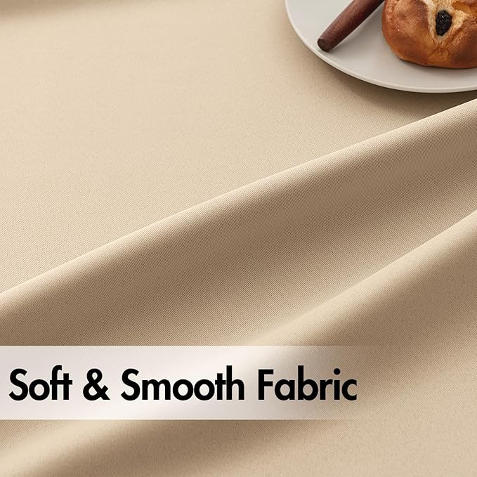 ANRODUO Back Tab Blackout Curtains for Bedroom Living Room, Rod Pocket Pinch Pleated Thermal Insulated Room Darkening Curtains 84 Inches Long 2 Panels, Beige, 42 x 84 Inch