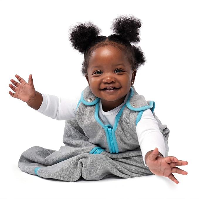 baby deedee Sleep Nest Fleece Baby Sleeping Bag, Gray Aqua, 0-6 Month