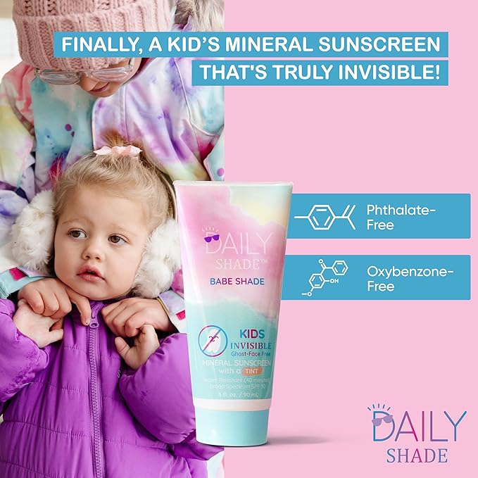Babe Shade Kid's Tinted Mineral Sunscreen for Face & Body with SPF 30 - Non-Nano Zinc, Reef Safe, Travel Size, Water Resistant & Hypoallergenic Skin Care for All Types of Skin Tone - 90ml