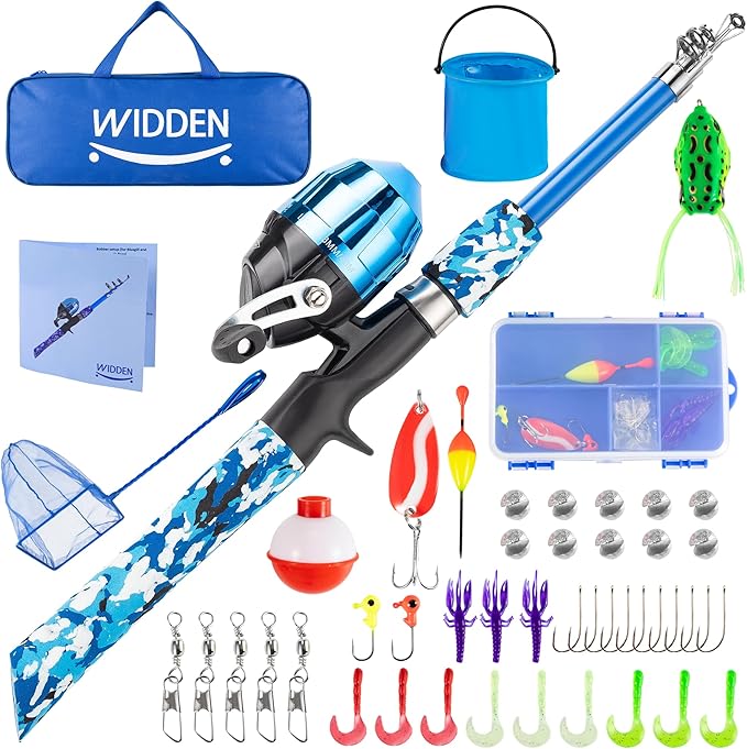 Kids Fishing Pole, Portable Telescopic Kids Fishing Poles for Boys and Girls, Fishing Rod and Reel Combo Kit with Tackle Box, and Fishing Net, Best Fishing Pole for Toddler Youth
