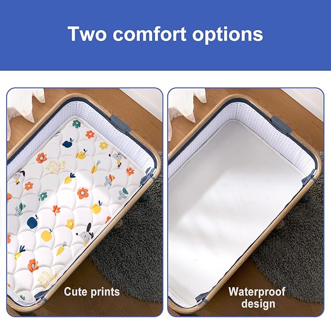 Baby Bassinet Mattress 33 x 20 inches- Firm Support and Comfort Premium Foam,Noiseless and Odorless,Hypoallergenic Small Crib Mattress, Fits Moses Basket, Dual Sided with Soft Breathable Fabric