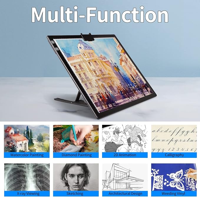 A3 Light Pad, Elice Tracing Light Box 3 Colors Mode Stepless Dimmable and 6 Levels of Brightness Light Copy Pad, Wireless Rechargeable Led Light Board for Weeding Vinyl Diamond Painting Sketching