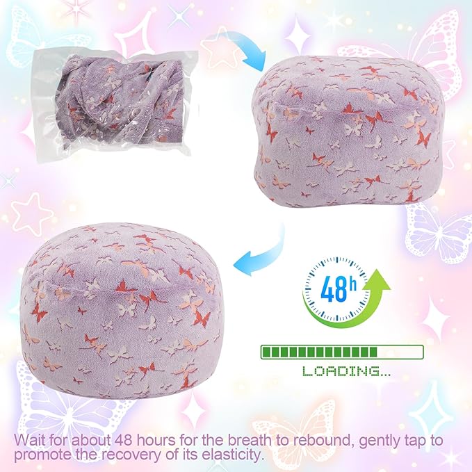 COMAX Kids Bean Bag Chair Turn into Beanbag Bed, Toddler Bean Chair for Girl Boy Sleeping, Lazy Children Bean Bags with Filler, Convertible Child Floor Mattress, Purple Butterfly