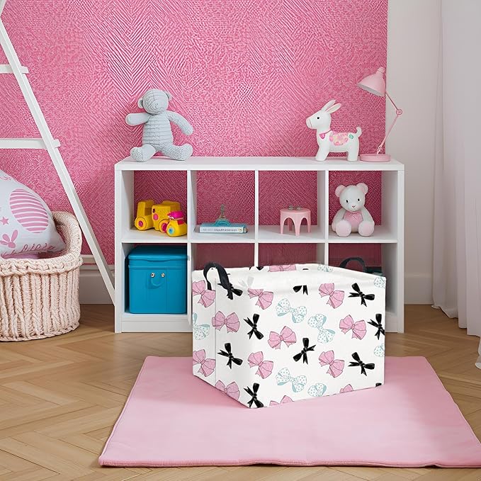 HIYAGON Rectangular Bowknot Basket Kids Baby Storage Basket Toy Storage Bin Organizer Box Room Decor(Bowknot)