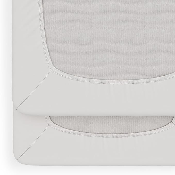 Foundations Boutique Folding Hotel Crib and Sheet Bundle - Includes Wooden Mini Crib with 3" Foam Mattress (White) and 6-Pack White Fitted Compact Sheets