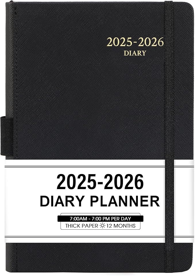 2025-2026 Appointment Book & Planner - Jul 2025 - Jun 2026, Daily Hourly Planner, 5.75" X 8.25", 60-Minute Interval, Faux Soft Leather Cover, Premium Paper, Academic Calendar, Pen Holder, Inner Pocket
