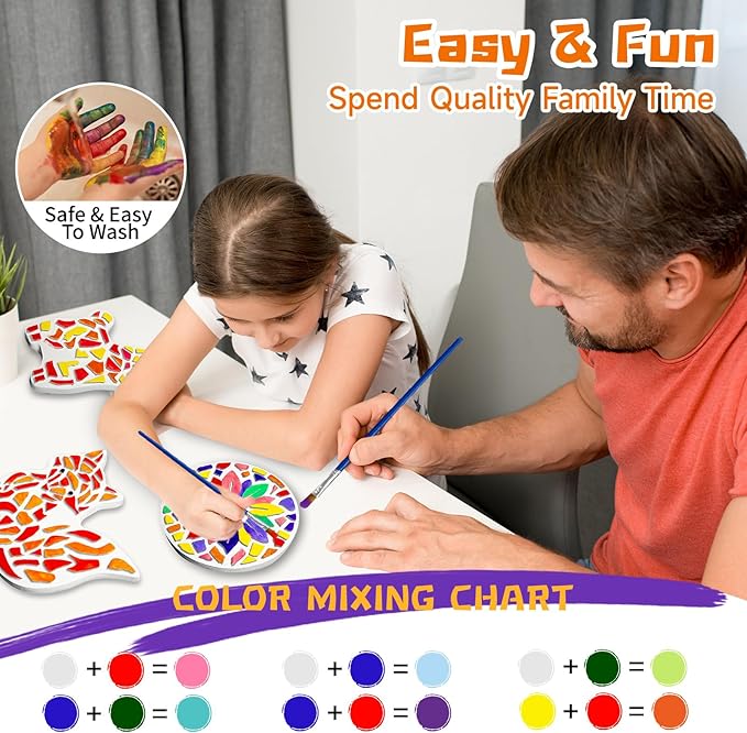 EggSun 8Pcs Stepping Stones Painting Craft Kit for Kids 4 8 6, DIY Garden Stones Outdoor Paint Your Own Ceramic Rainbow Arts and Crafts for Boys Girls Ages 4 7 9 10 12 Birthday Gifts