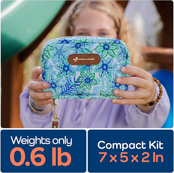 KeepGoing Travel First Aid Kit for Kids – 130 Pc. for Car, Home, Purse, Diaper Bag & Backpack with Latex-Free Bandages - Mini First Aid Kit Travel Size TSA-Approved