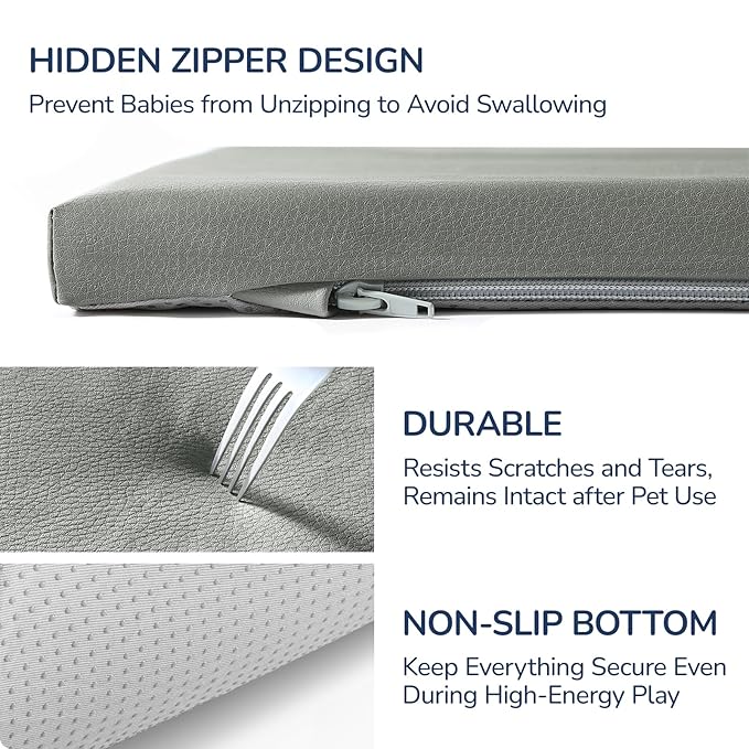 Baby Play Mat for Floor,1.3'' Thick Memory Foam Play Mat,Soft PU Leather Muscle Mat Rug,Cushioned & Waterproof Playpen Mats,Non Slip Crawling Padded Tummy Time Mat for Toddlers,Infants,Kids