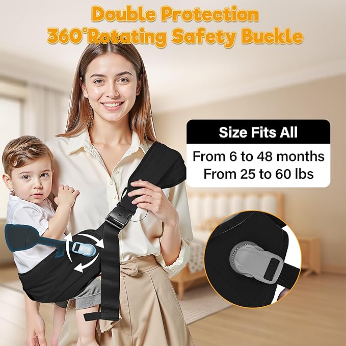Baby Carrier Newborn to Toddler,Adjustable Baby Sling Carrier,Comfortable and Lightweight Toddler Carrier for 25-60 lbs,Ideal for Shopping Travelling