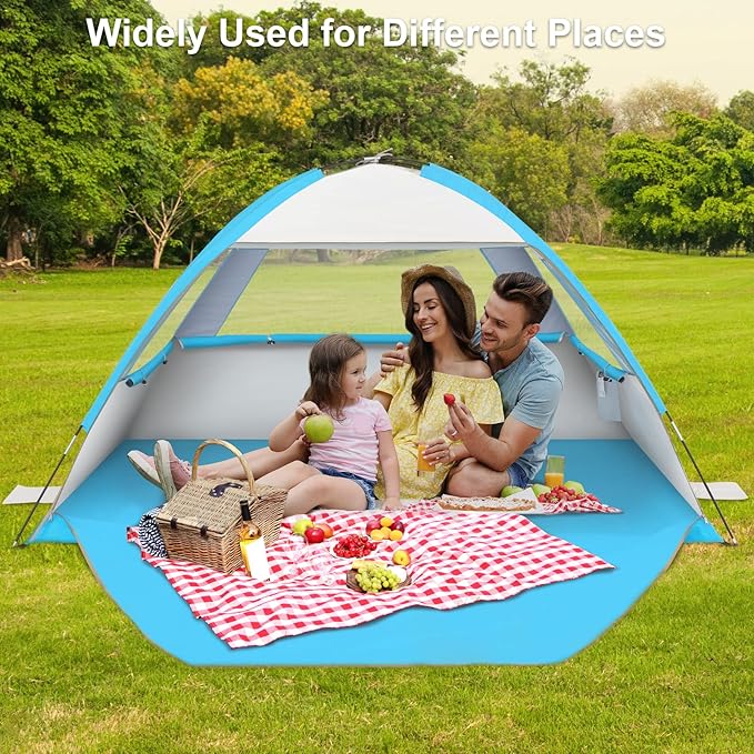 Gorich Beach Tent Sun Shelter for 3/4-5/6-7/8-10 Person with UPF 50＋ UV Protection, Lightweight & Easy Setup Beach Shade Canopy, Portable Beach Shade Tent Beach Cabana