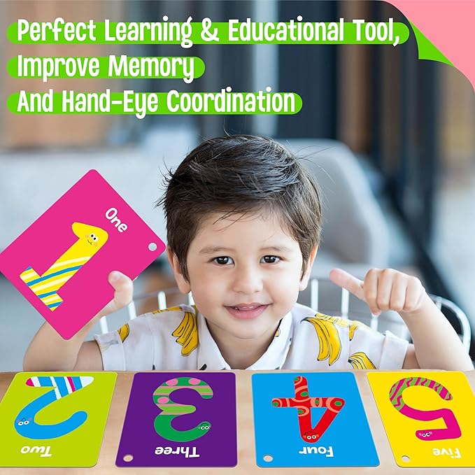 51 PCS Number Flashcards, 0-50 Double Sided Printed Cards with 2 Reclosable Rings, Learn Numbers, Learn to Count-Fun Learning and Educational Flashcards Learning Tool for Kids, Preschoolers, Toddlers