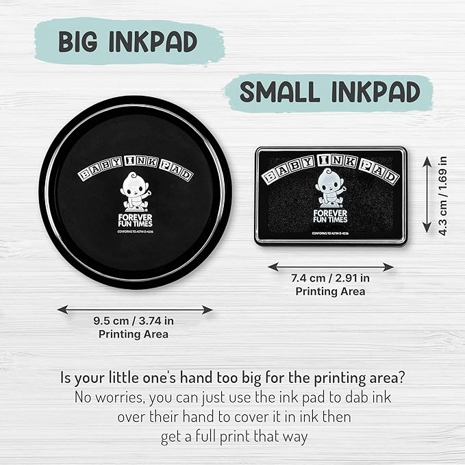 Baby Hand and Footprint Kit by Forever Fun Times | Get Hundreds of Detailed Prints with One Baby Safe Ink Pad | Easy to Clean, and Works with Any Paper or Card | Clean and Safe (Blue, Small)