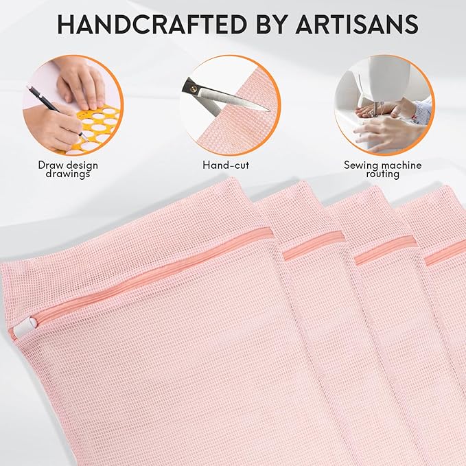 4-Piece Pink Medium Durable Organic Cotton Mesh Laundry Bags with Sturdy Zippers and Breathable Mesh are Delicate Laundry Bags for Underwear, Clothes, Pants and Socks